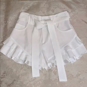 Derek Lam 10 Crosby White Ruffle Shorts